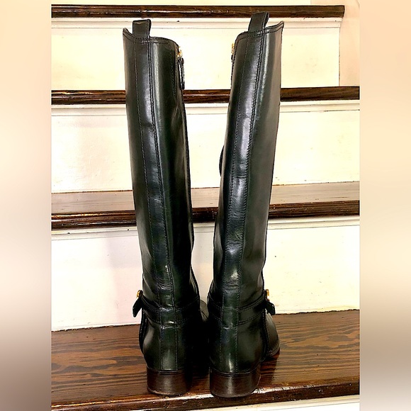 TORY BURCH Black Leather Moto Riding Boots Sz 7-1/2 - Picture 8 of 17